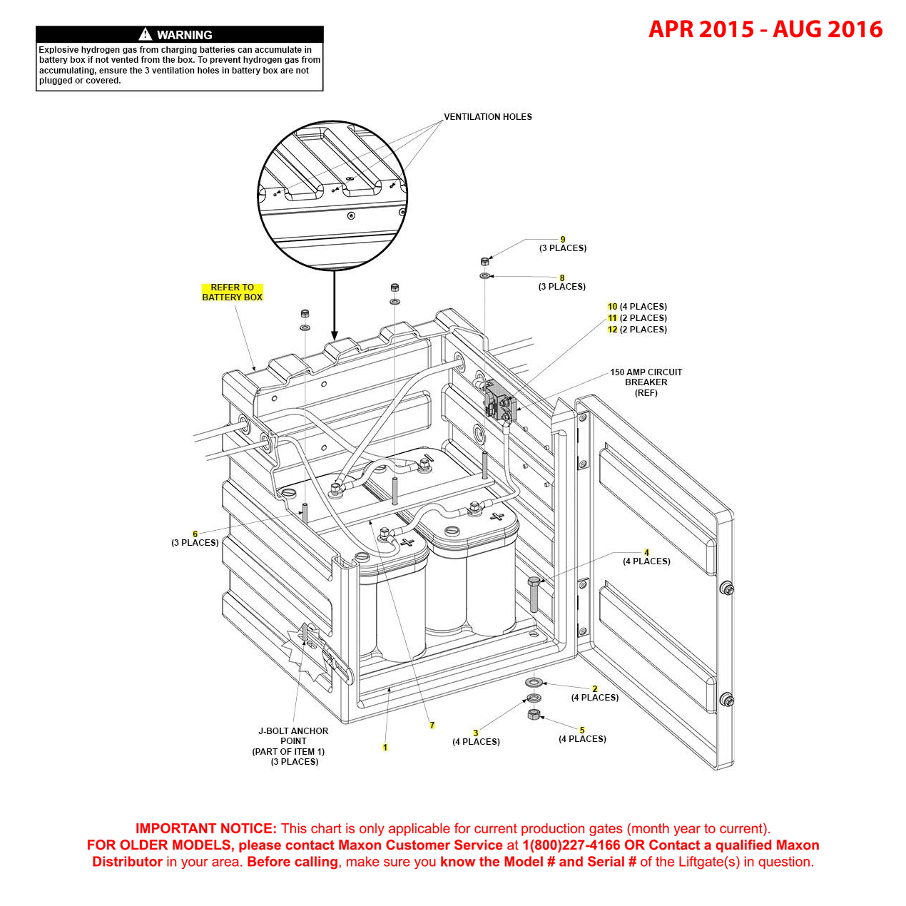 Maxon GPTWR (Apr 2015 - Aug 2016) Optional Battery Box Assembly Diagram
