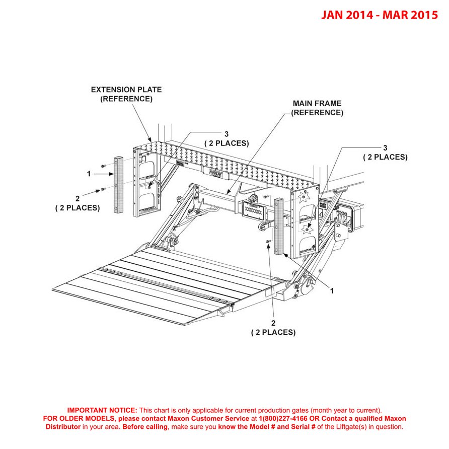 Maxon GPTWR (Jan 2014 - Mar 2015) 24-Inch Rubber Bumpers Diagram