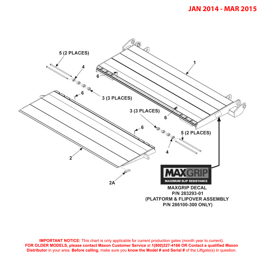 Maxon GPTWR (Jan 2014 - Mar 2015) Platform And Flipover Assembly Diagram