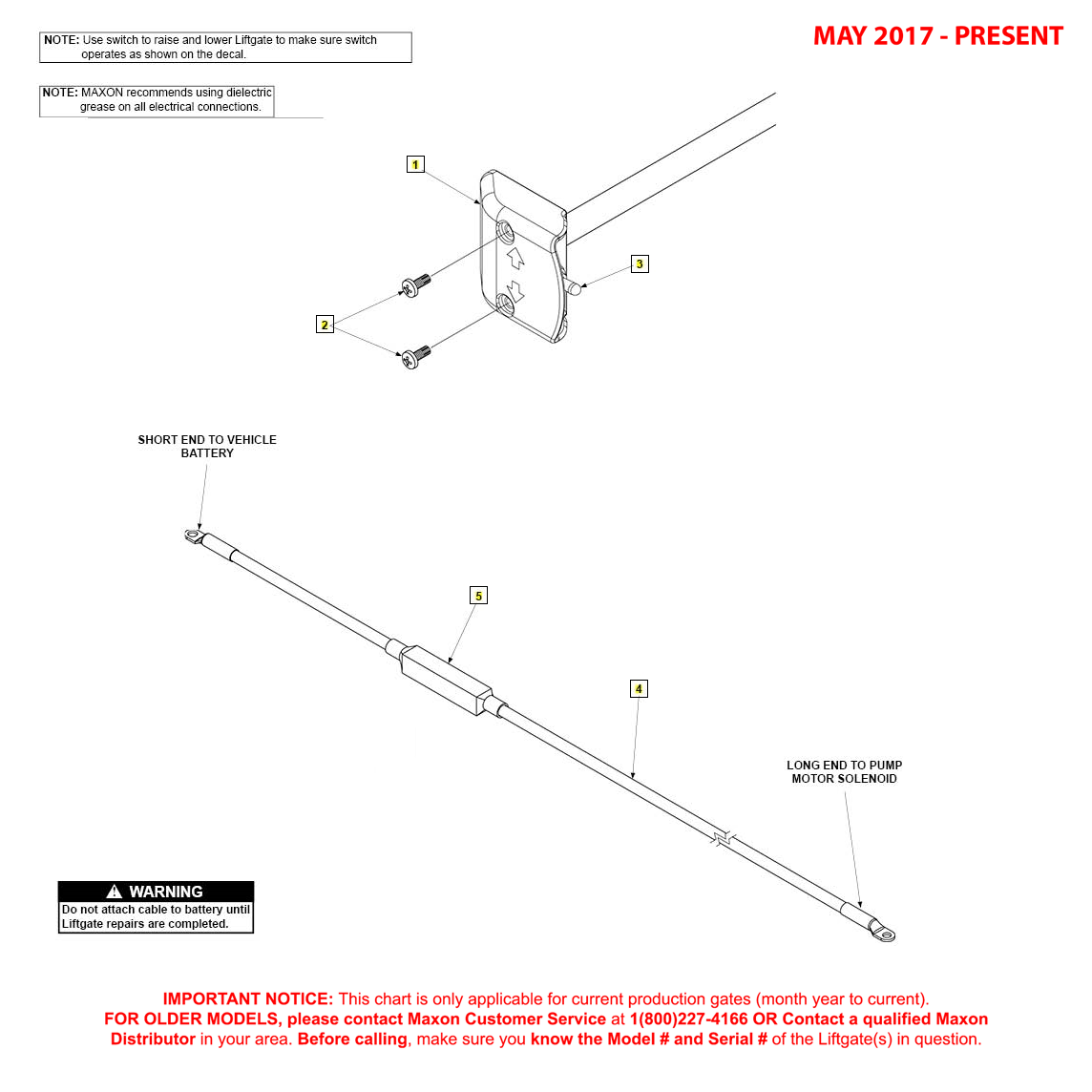 Maxon GPTWR (May 2017 - Present) Control Switch And Power Cable Diagram