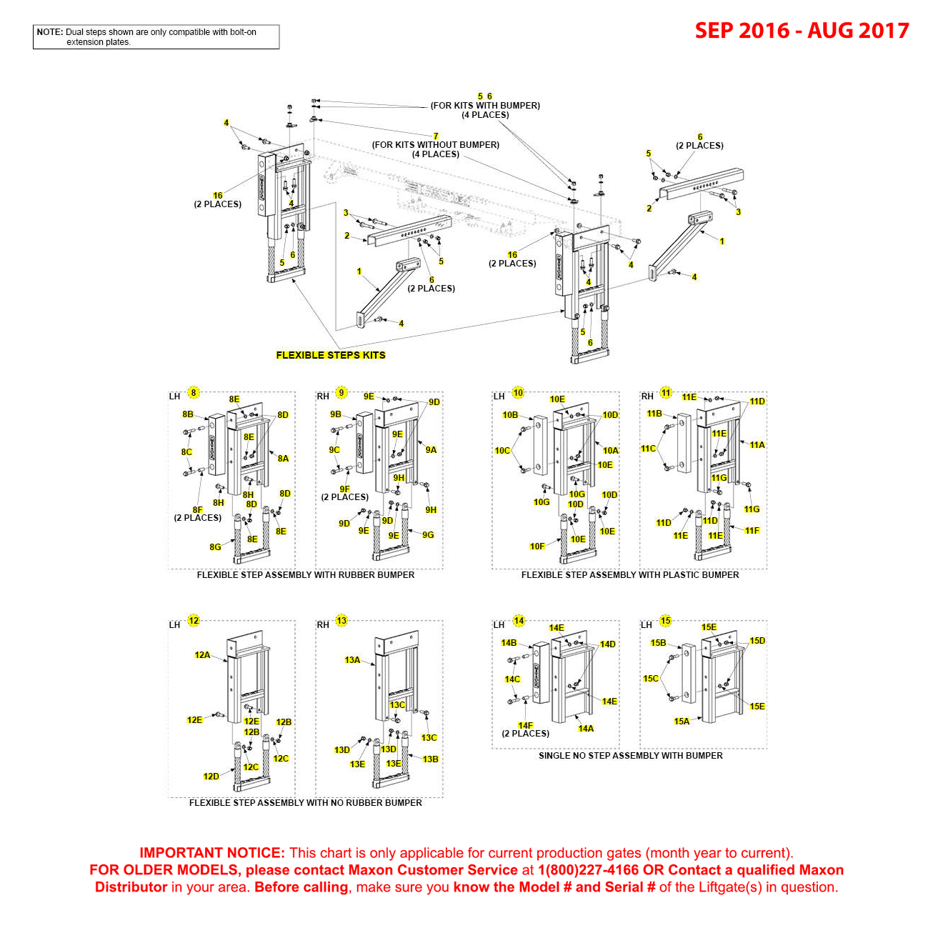Maxon GPTWR (Sep 2016 - Aug 2017) Flexible Step Kits Diagram