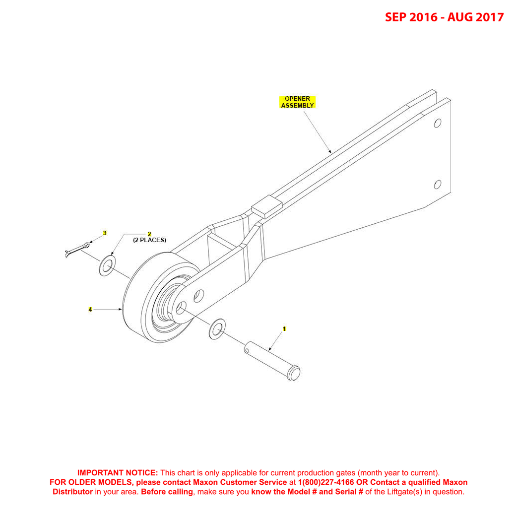 Maxon GPTWR (Sep 2016 - Aug 2017) Opener Assembly Diagram