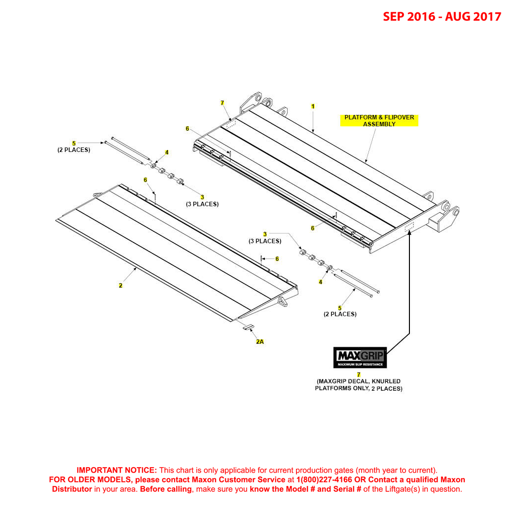 Maxon GPTWR (Sep 2016 - Aug 2017) Platform And Flipover Assembly Diagram