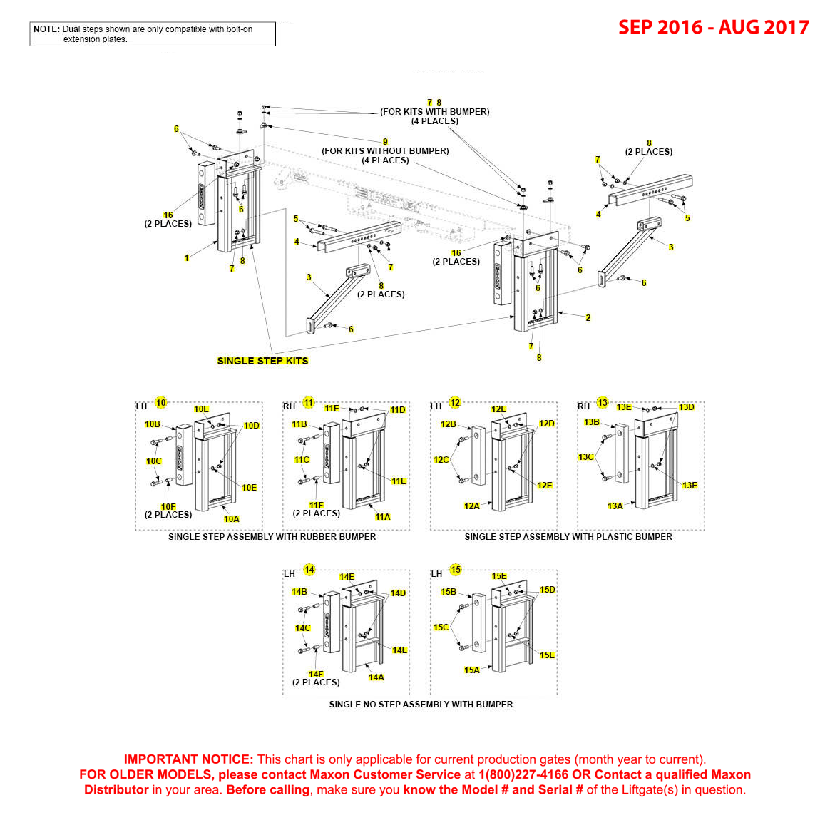 Maxon GPTWR (Sep 2016 - Aug 2017) Single Step Kits Diagram