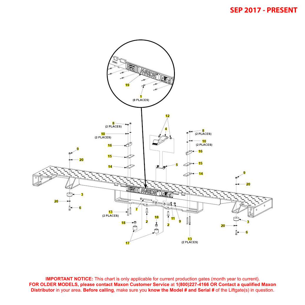 Maxon GPTWR (Sep 2017 - Present) Extension Plate Assembly Diagram