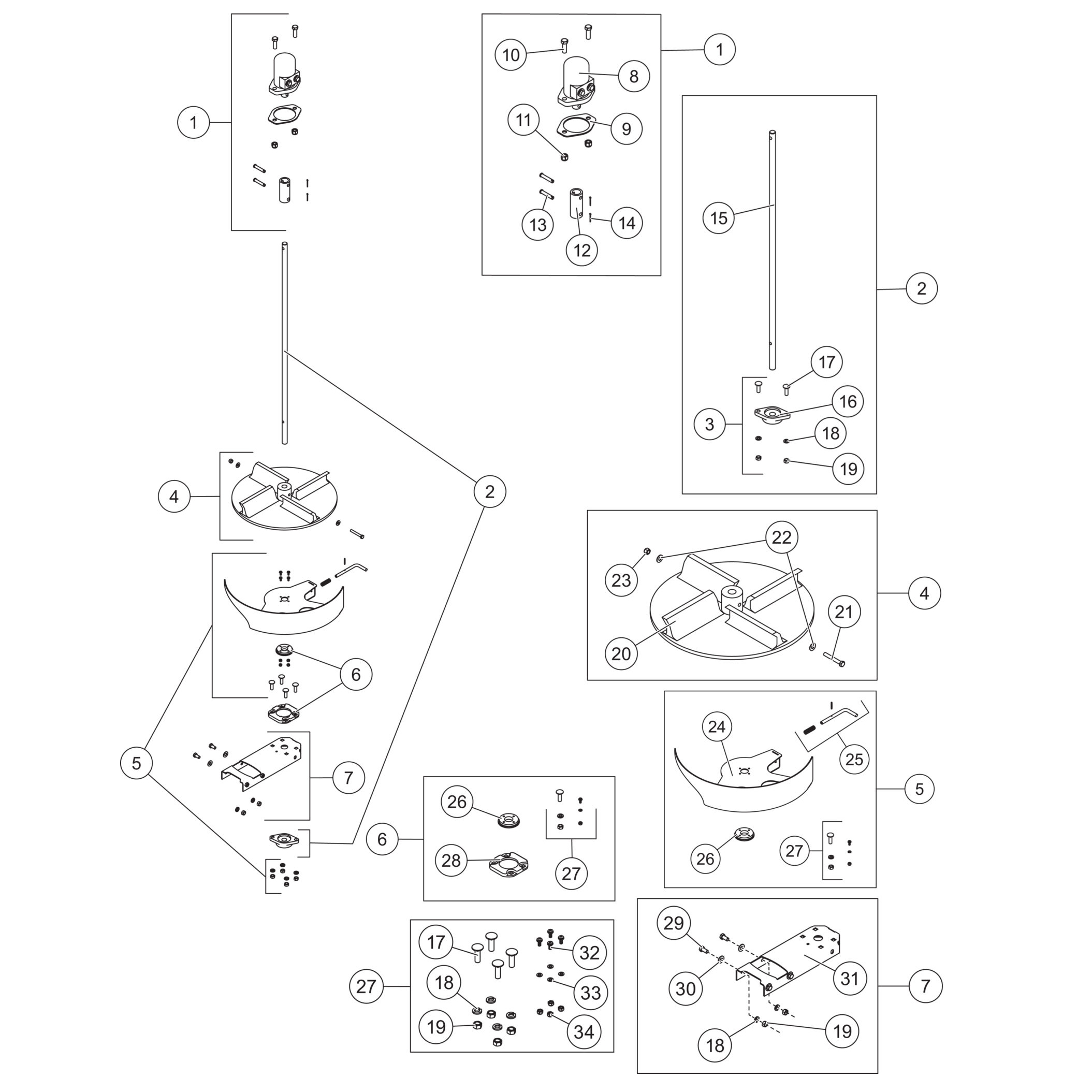 FISHER Hydraulic Motor Steel-Caster (1.5 - 6.0 Cu Yd) Spinner Drive And Shutter Assembly Diagram