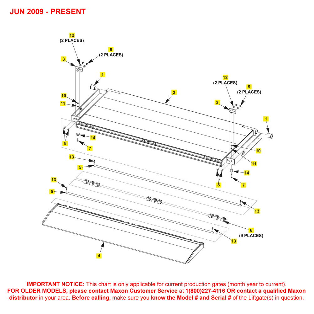 Maxon MM-1300 (Jun 2009 - Present) Aluminum Platform And Flipover Diagram