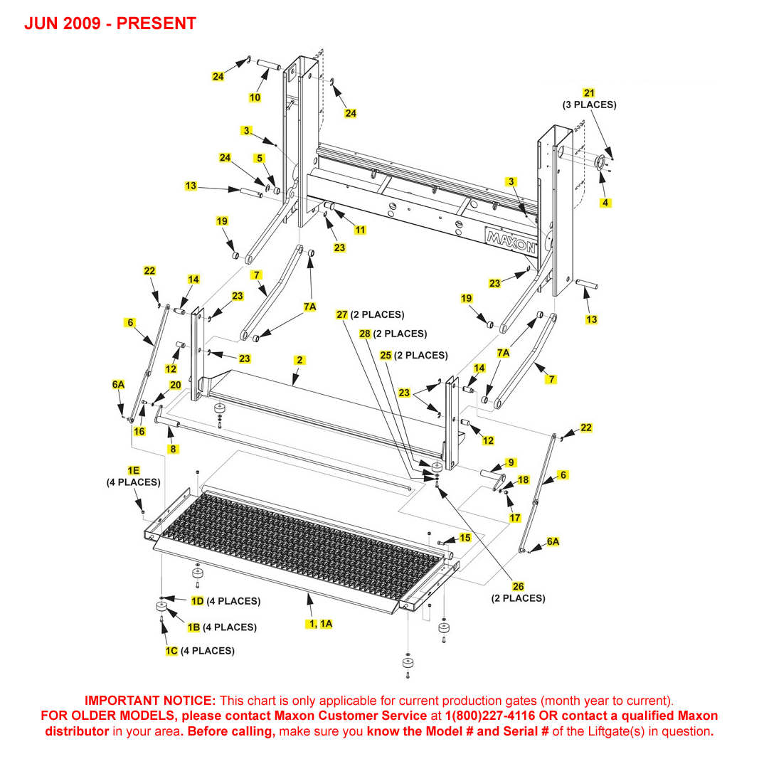 Maxon MM-1300 (Jun 2009 - Present) Grip Strut Platform Main Assembly Diagram  (2 OF 2)