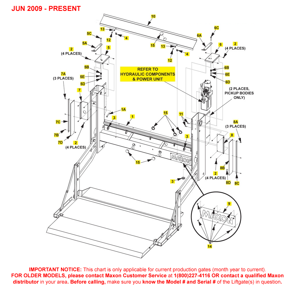 Maxon MM-1300 (Jun 2009 - Present) Steel Platform Main Assembly Diagram (1 OF 2)