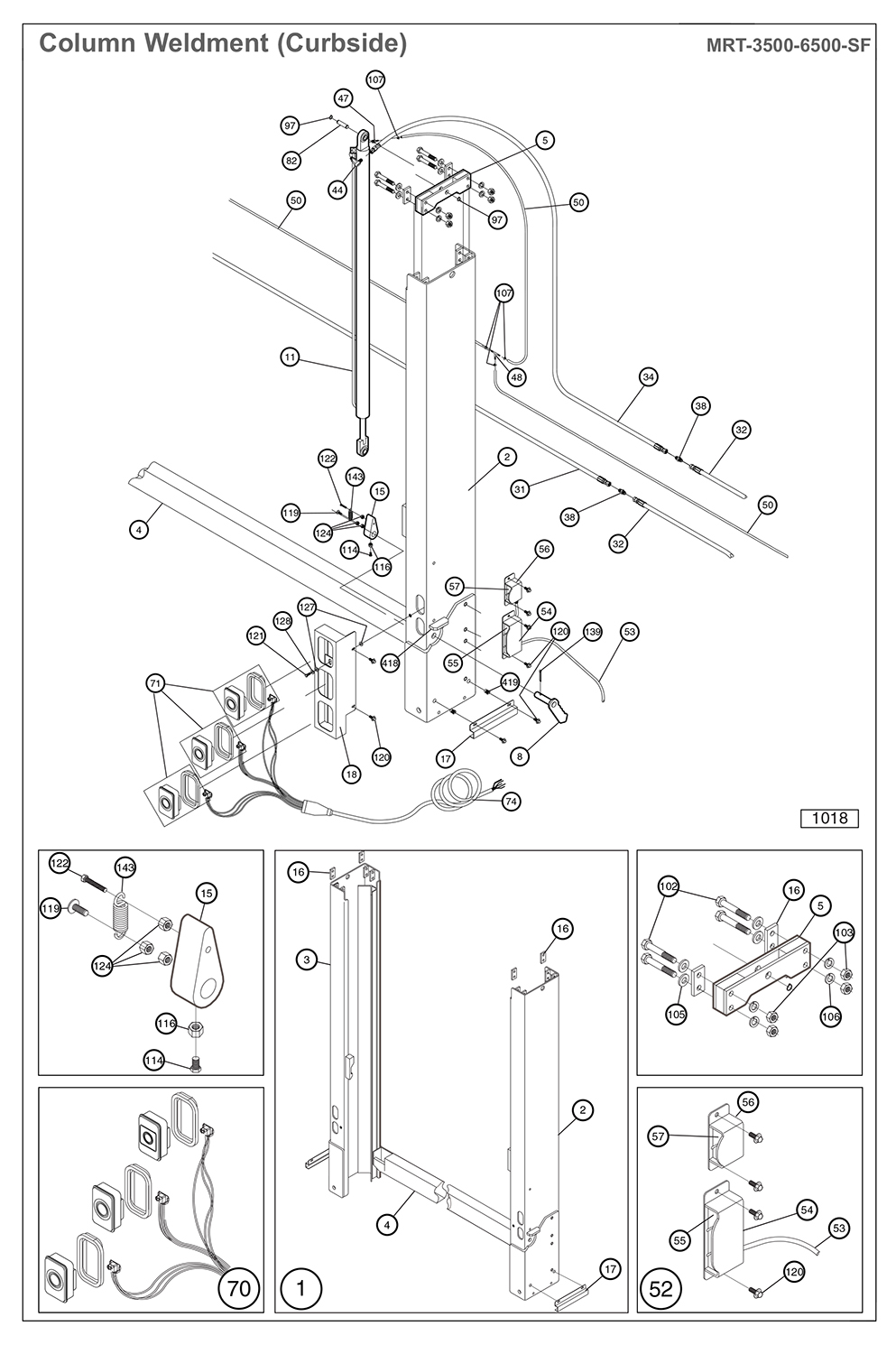Anthony MRT-3500-6500-SF Curbside Column Weldment Diagram