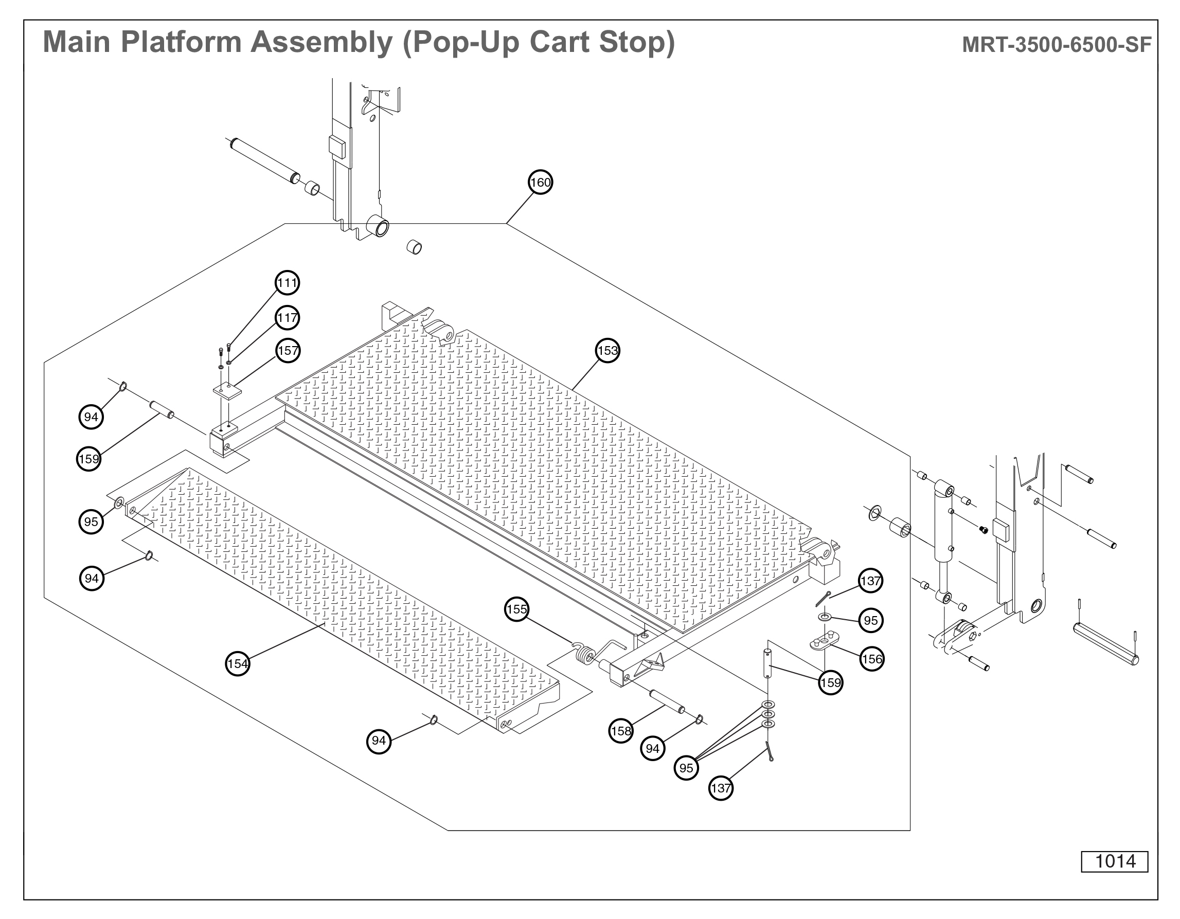 Anthony MRT-3500-6500-SF Main Platform Assembly (Pop-Up Cart Stop) Diagram