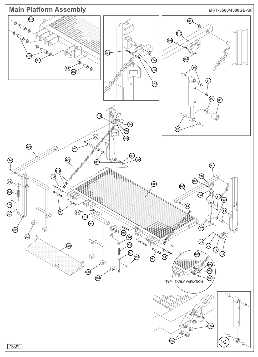 Anthony MRT-3500/4500GB-SF Main Platform Assembly Diagram