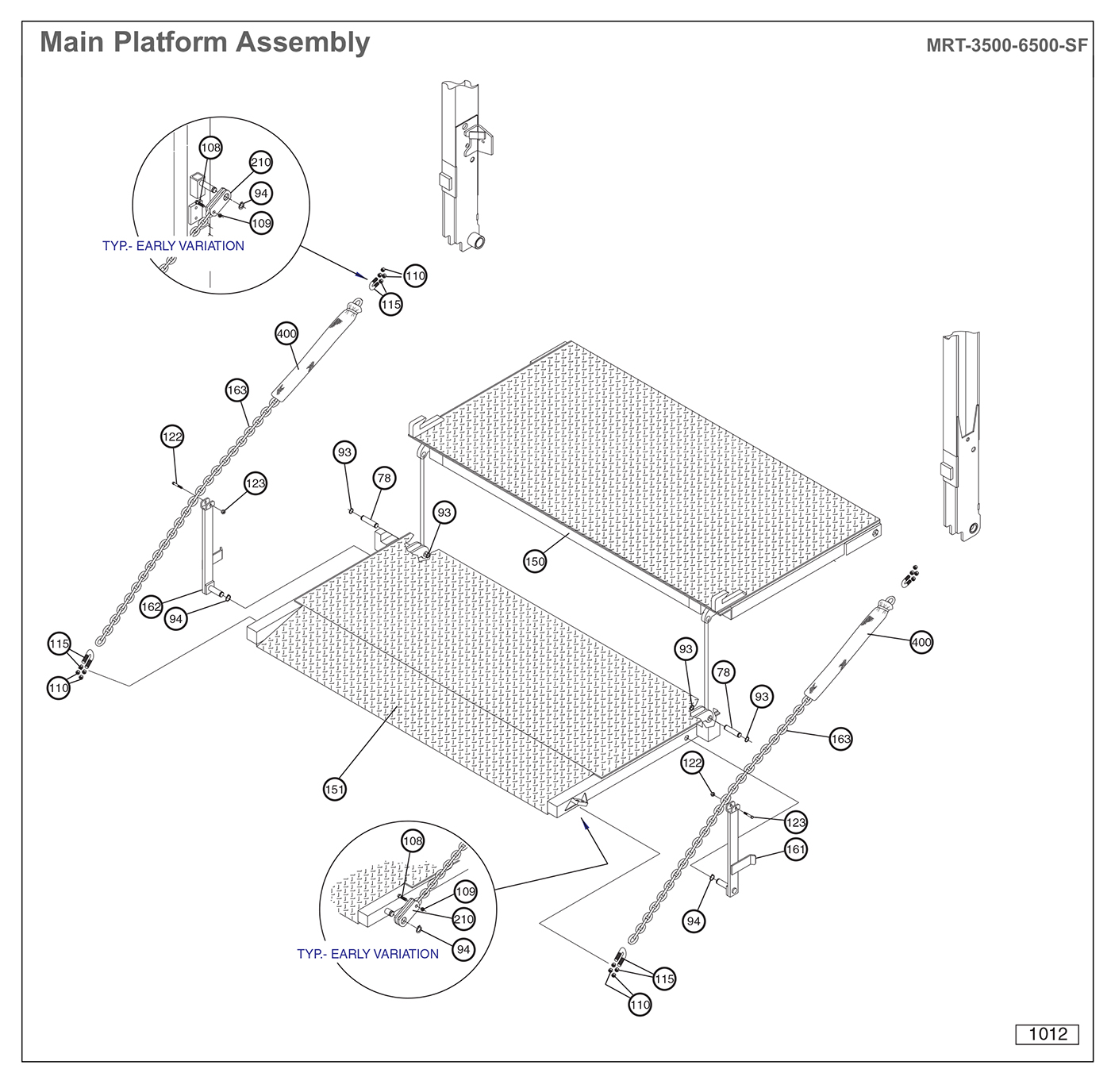 Anthony MRT-3500-6500-SF Main Platform Assembly Diagram