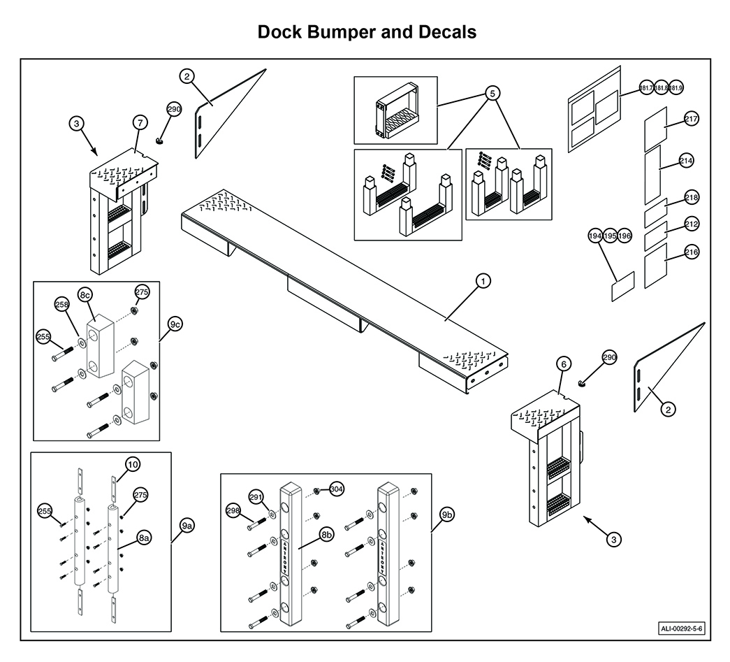 Anthony MTU-GLR-5-6 Dock Bumper And Decals Diagram