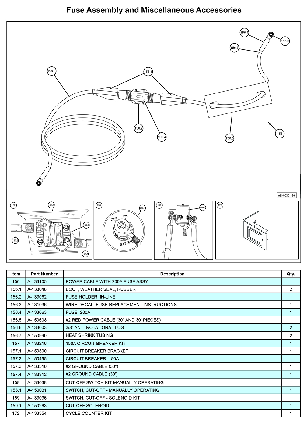 Anthony MTU-GLR-5-6 Fuse Assembly And Miscellaneous Accessories Diagram