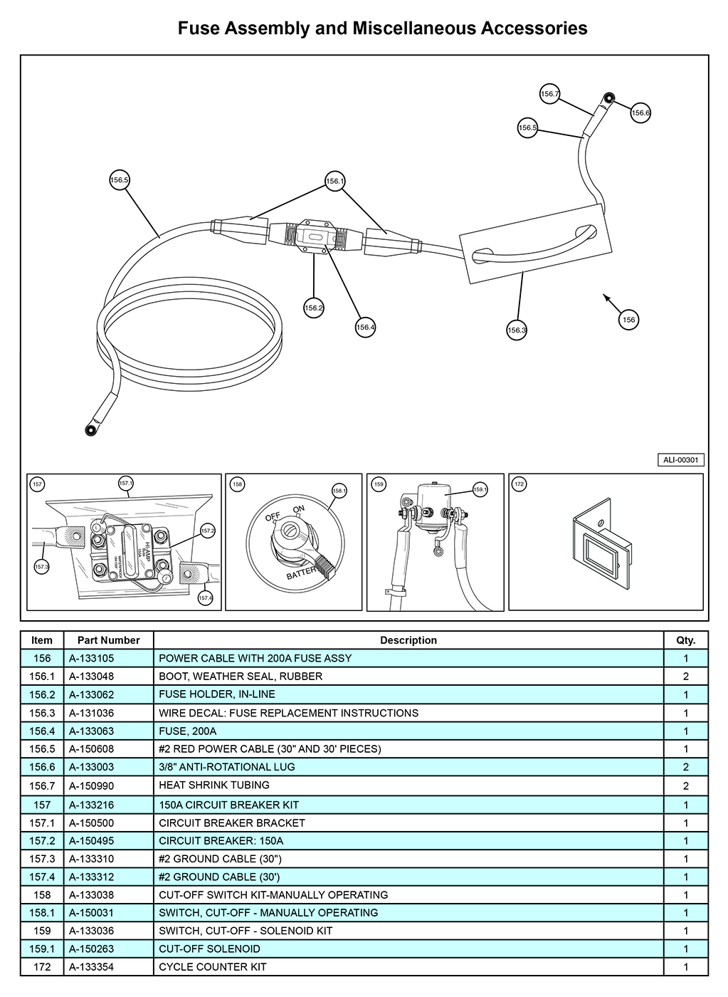 Anthony MTU-GLR-EX Fuse Assembly Miscellaneous Accessories Diagram