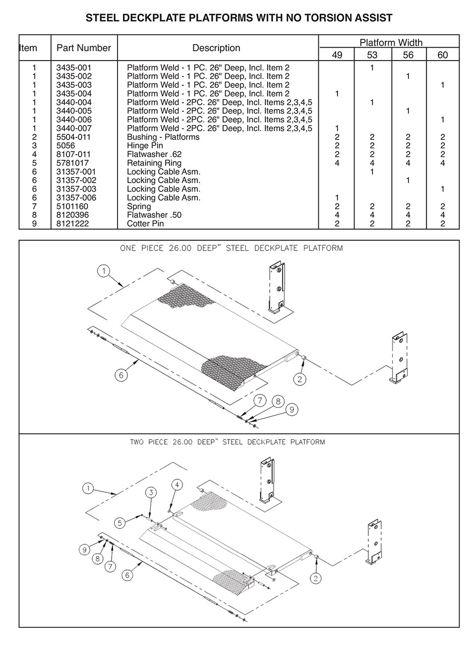 TT15ET Steel Deckplate Platforms (No Torsion Assist) Diagram