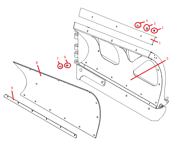 Power-V DXT 8'2" Stainless Steel Blade Half (Left) Diagram