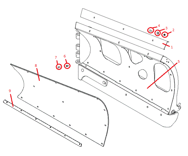 Power-V DXT 9'2" Stainless Steel Blade Half (Left) Diagram