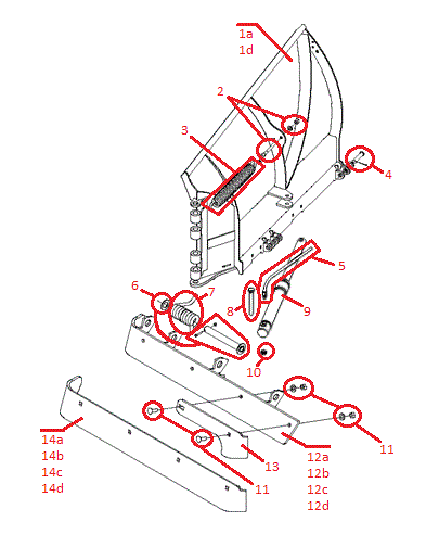 Power-V DXT 10' Blade Half (Right) Diagram