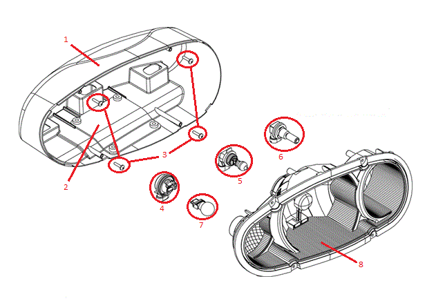 Power-V DXT Headlight (Passenger) (103272 & Up) Diagram