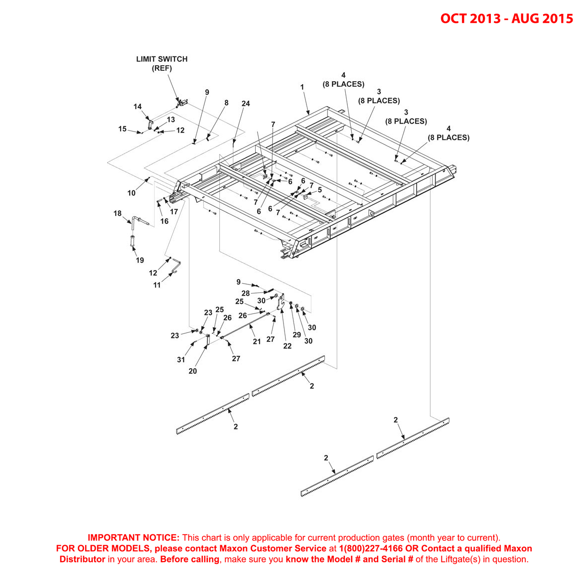 Maxon RA (Oct 2013 - Aug 2015) Main Frame Assembly Diagram
