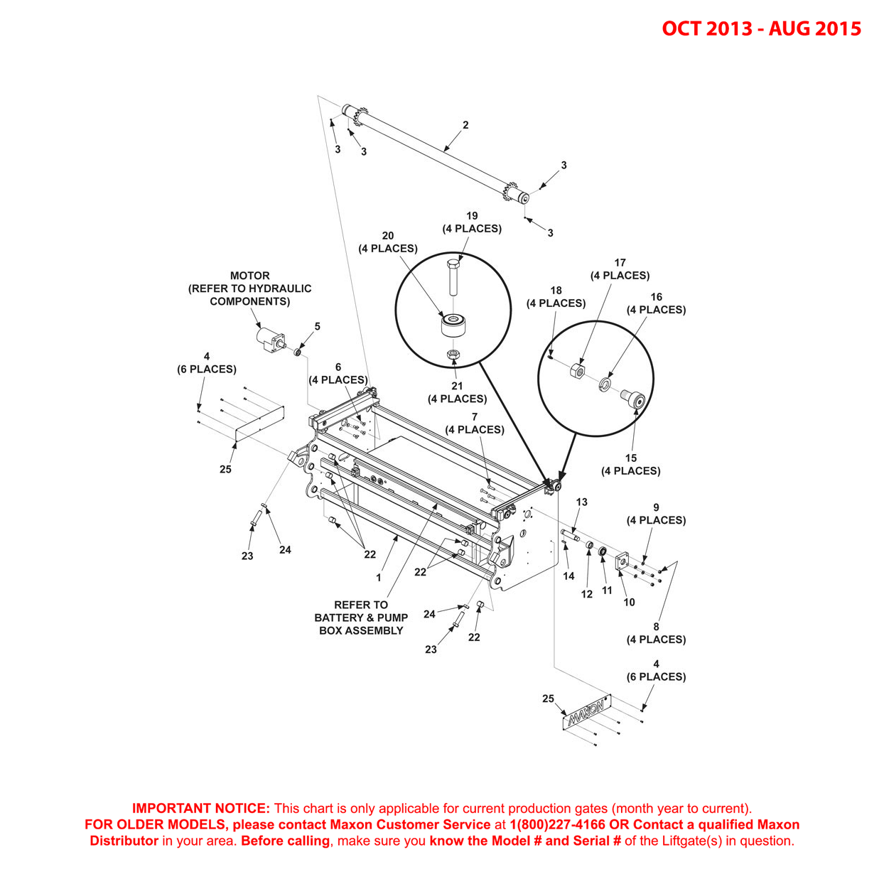Maxon RA (Oct 2013 - Aug 2015) Slider Frame Assembly Diagram