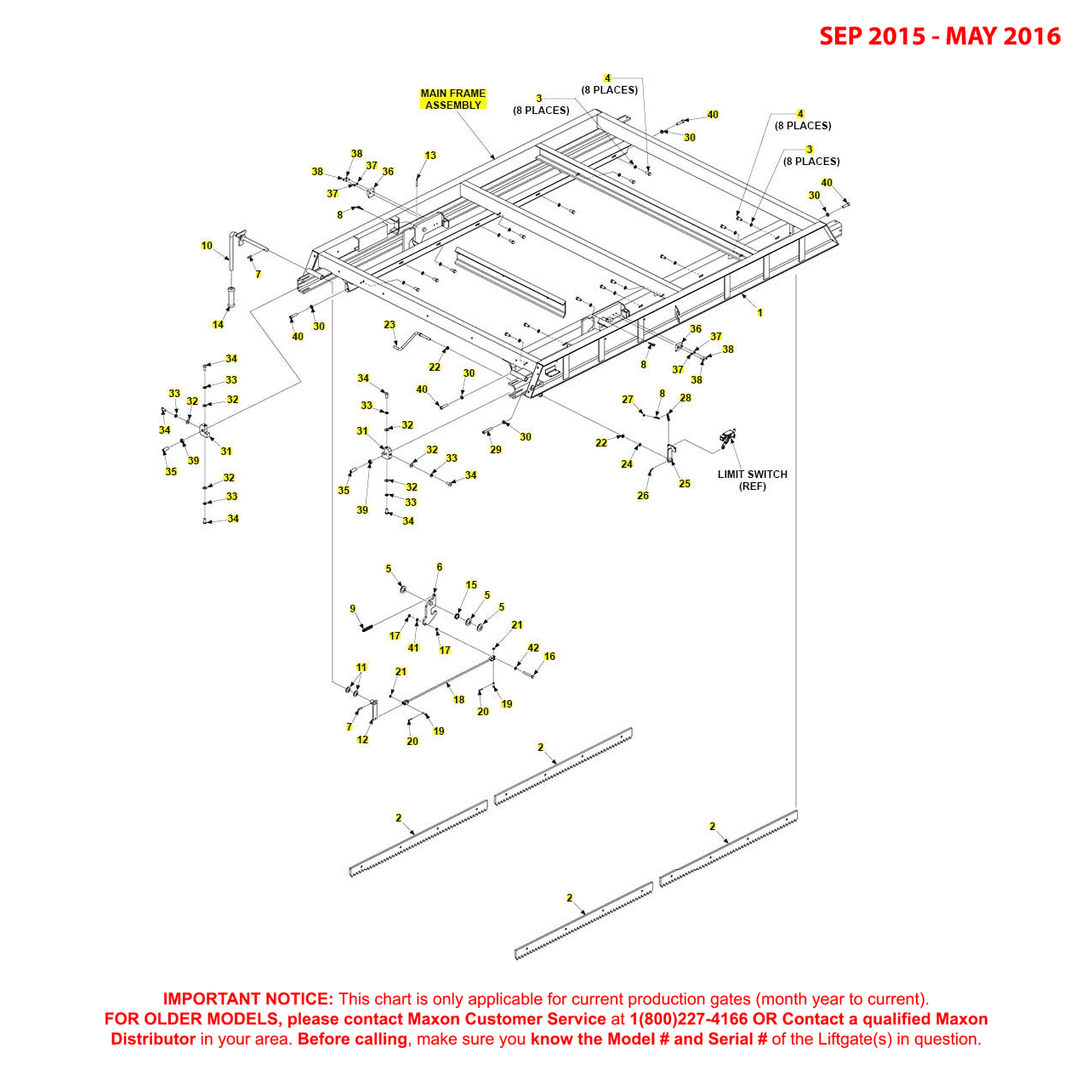 Maxon RA (Sep 2015 - May 2016) Main Frame Assembly Diagram