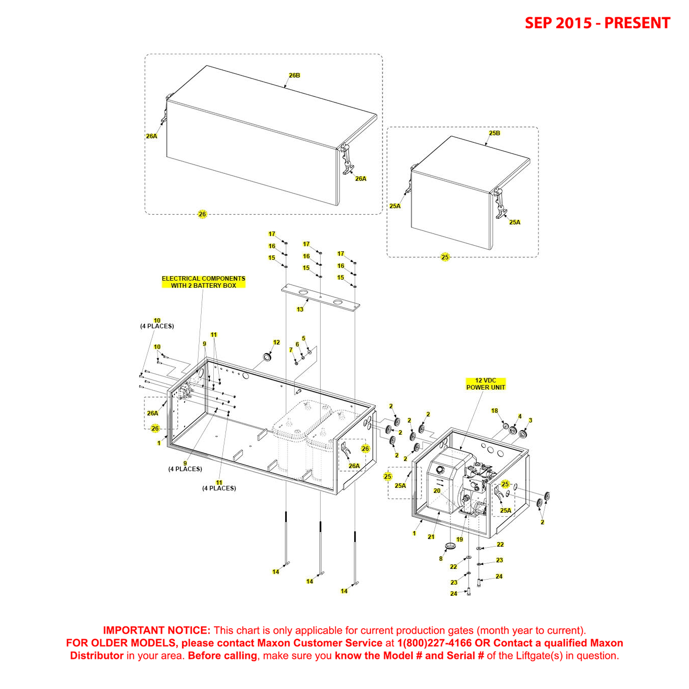 Maxon RA (Sep 2015 - Present) Battery And Pump Box Assembly For 82 Inch Mainframe With 2 Battery Box Diagram