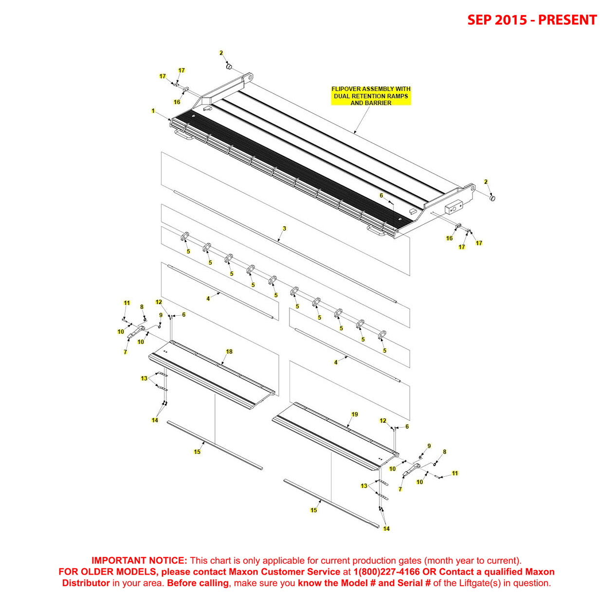 Maxon RA (Sep 2015 - Present) Flipover Assembly With Dual Retention Ramps And Barrier Diagram