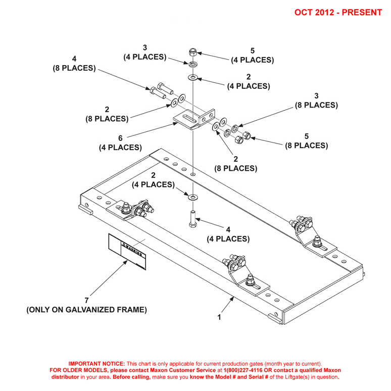Maxon RC (Oct 2012 - Present) Single Upper Frame Kit Diagram
