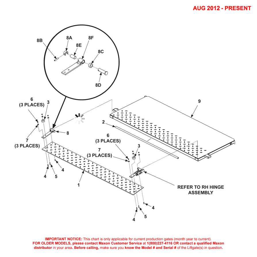 Maxon RCM (Aug 2012 - Present) Platform And Ramp Assembly Diagram