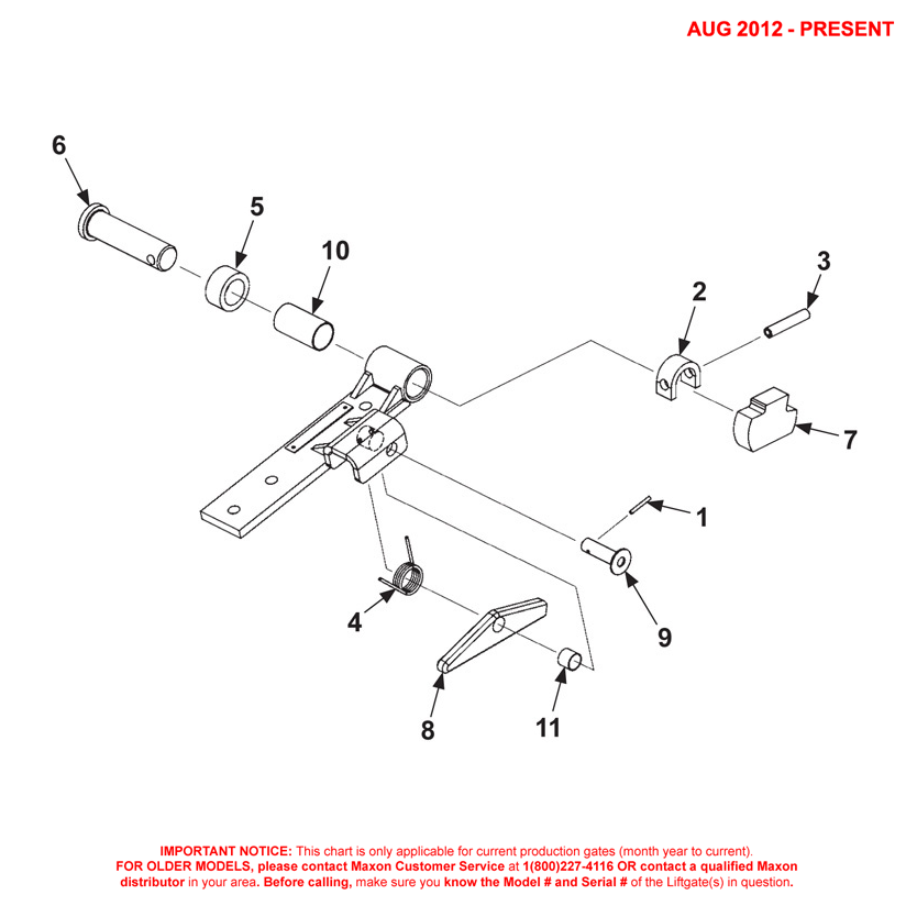 Maxon RCM (Aug 2012 - Present) Right Hand Hinge Assembly Diagram