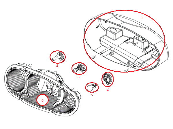 Straight Blade RT3 Headlight (Driver) (H3732 & Up) Diagram