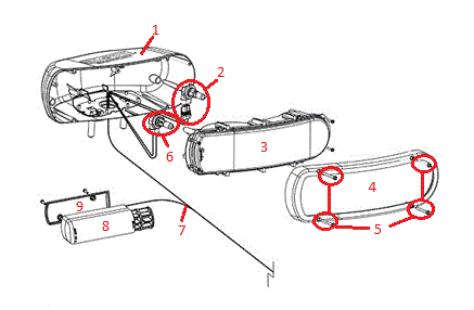 Straight Blade RT3 Headlight (Passenger) (H3732 & Down)  Diagram