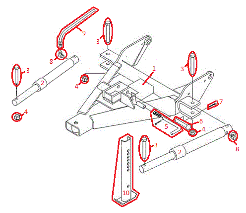 Straight Blade RT3 Pushframe Assembly Diagram
