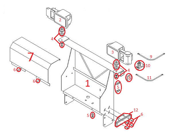 Straight Blade RT2 Light Bracket Assembly Diagram