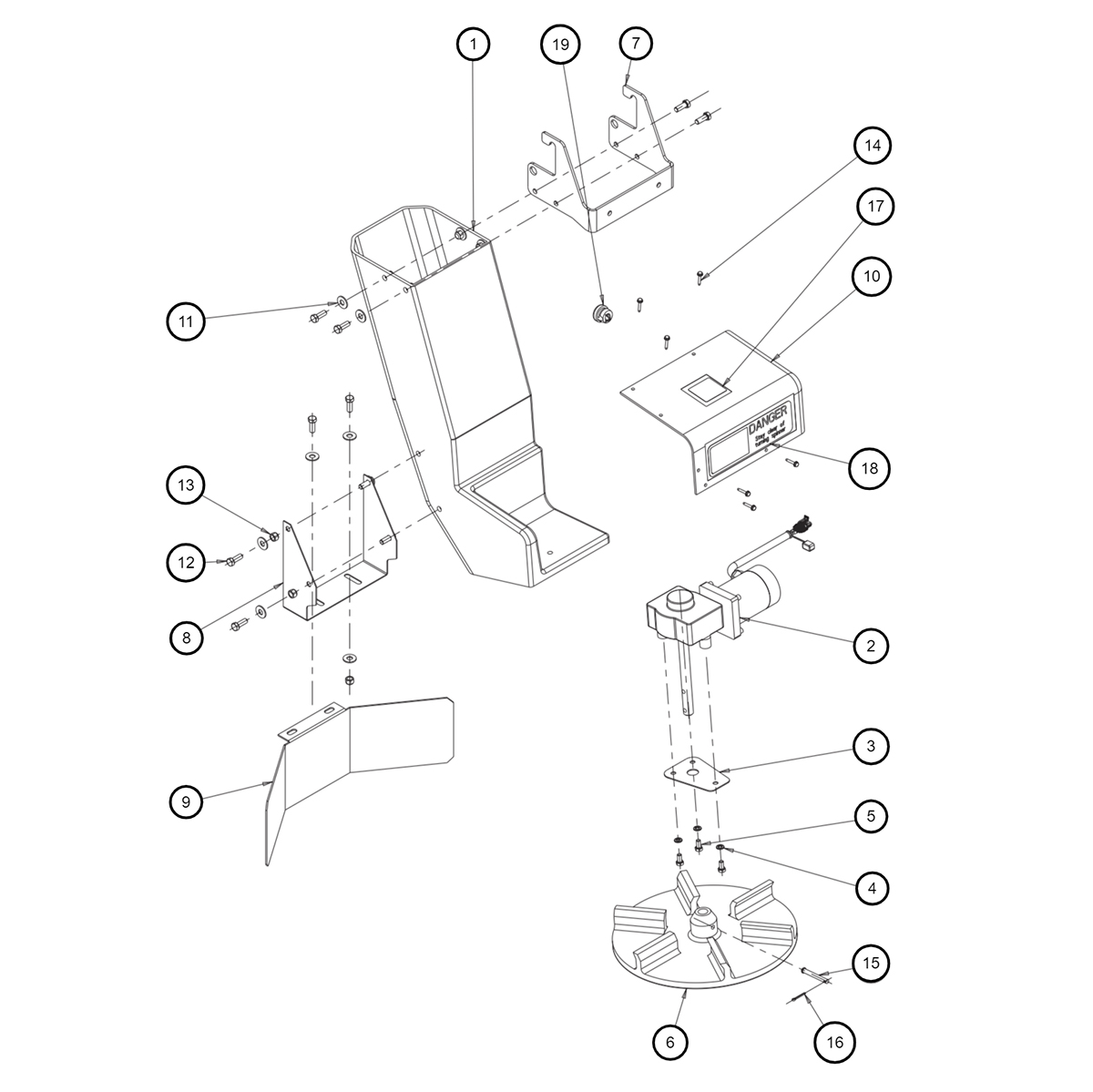 SaltDogg SHPE1000X Extended Length Chute Assembly Diagram