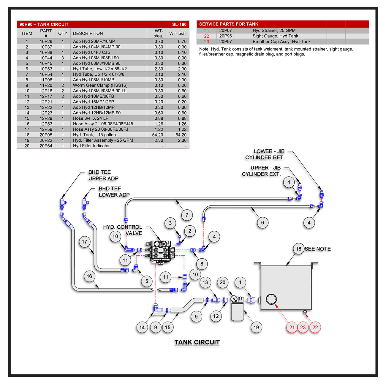 Swaploader SL-145/160 Hydraulic Sub Assembly Chassis Tank Circuit Diagram