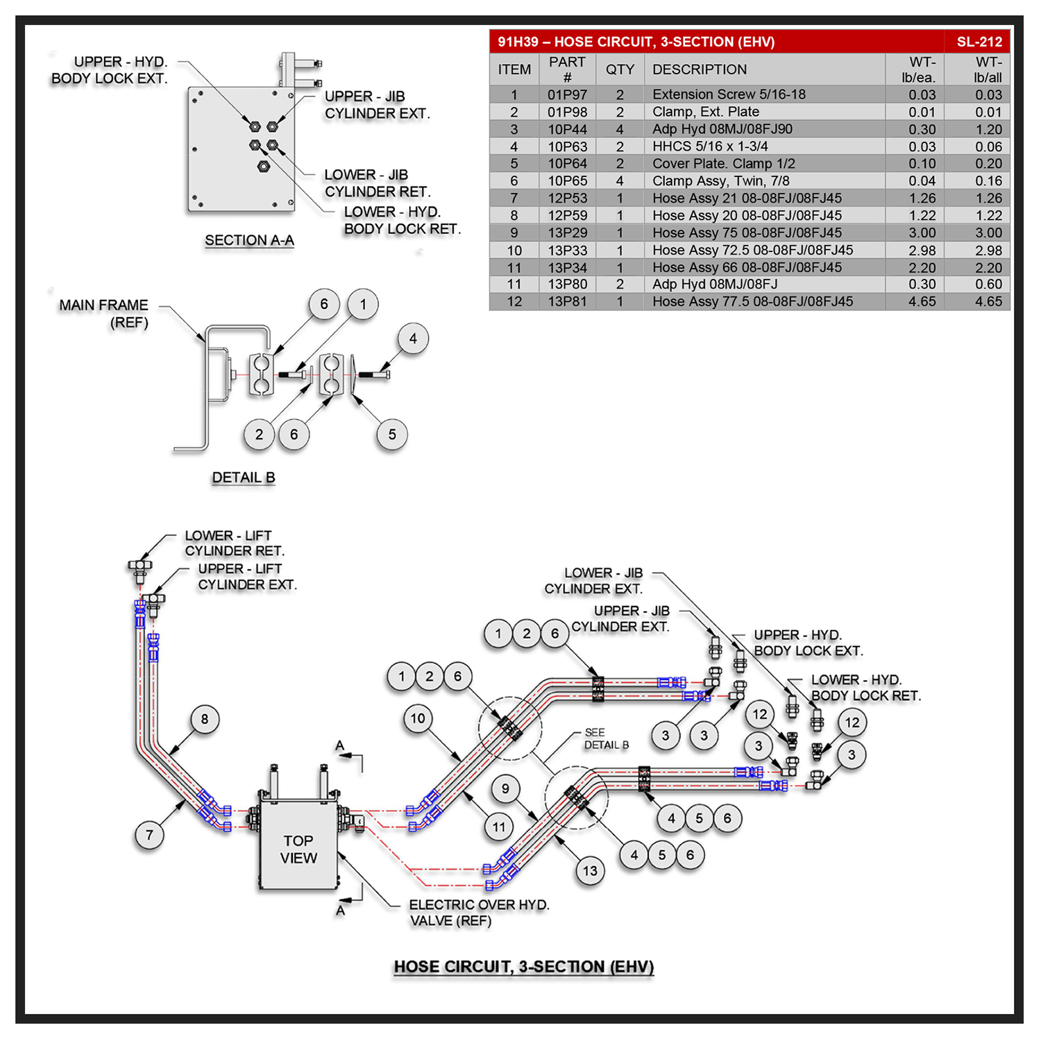 Swaploader SL-212 Three-Section Hose Circuit Diagram