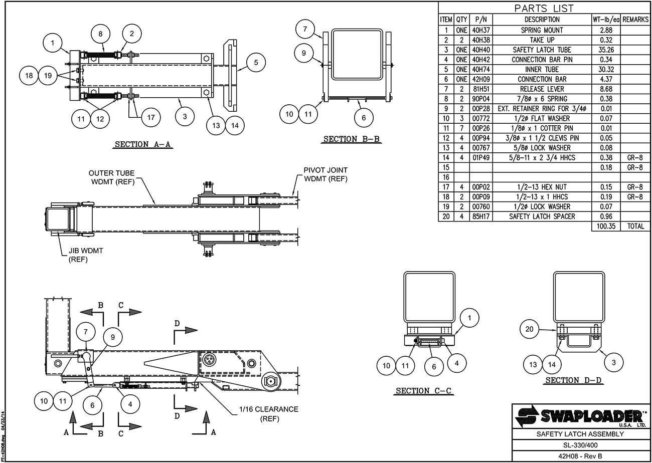 SL-330/400 Safety Latch Assembly