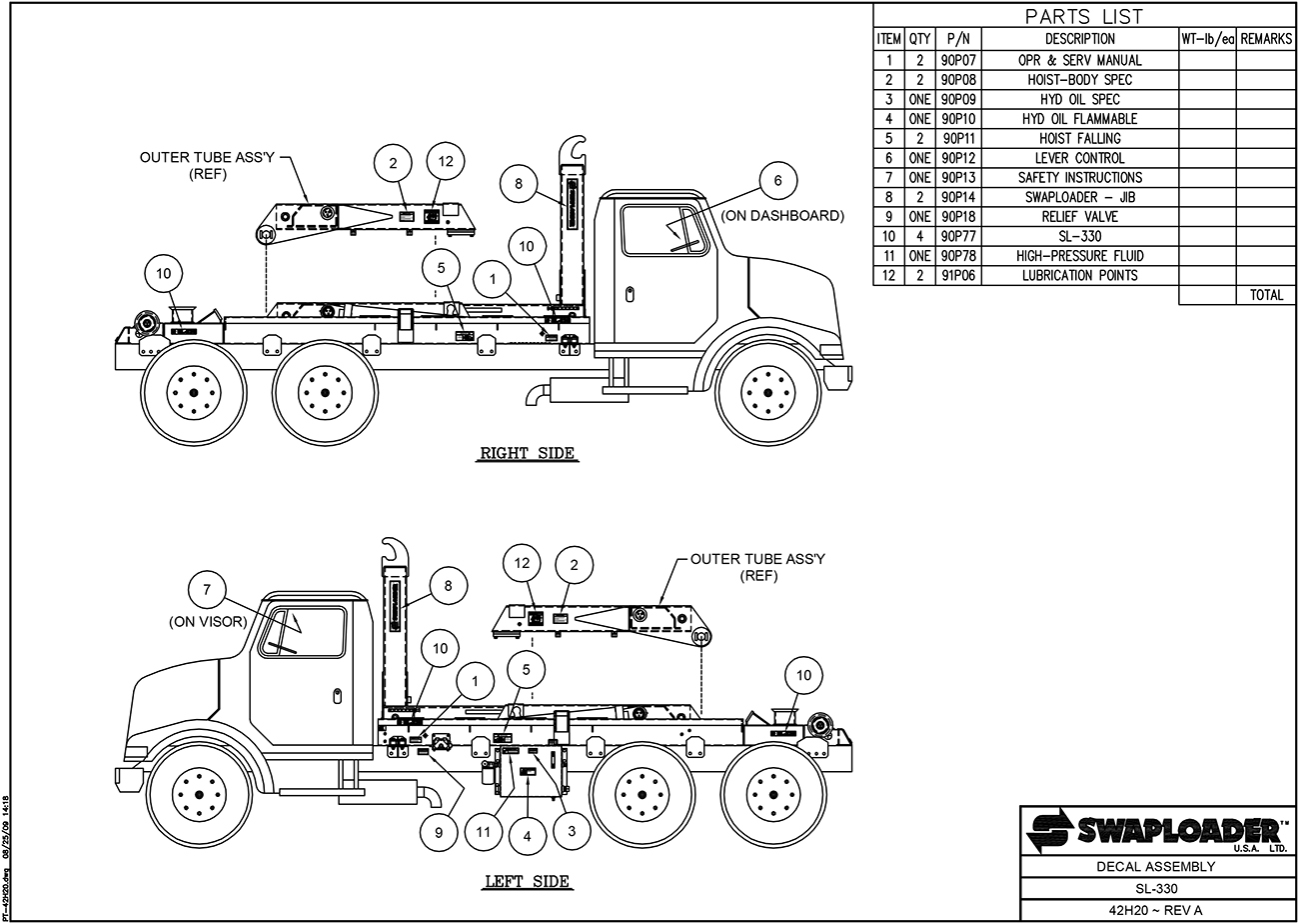 SL-330 Decal Assembly Diagram