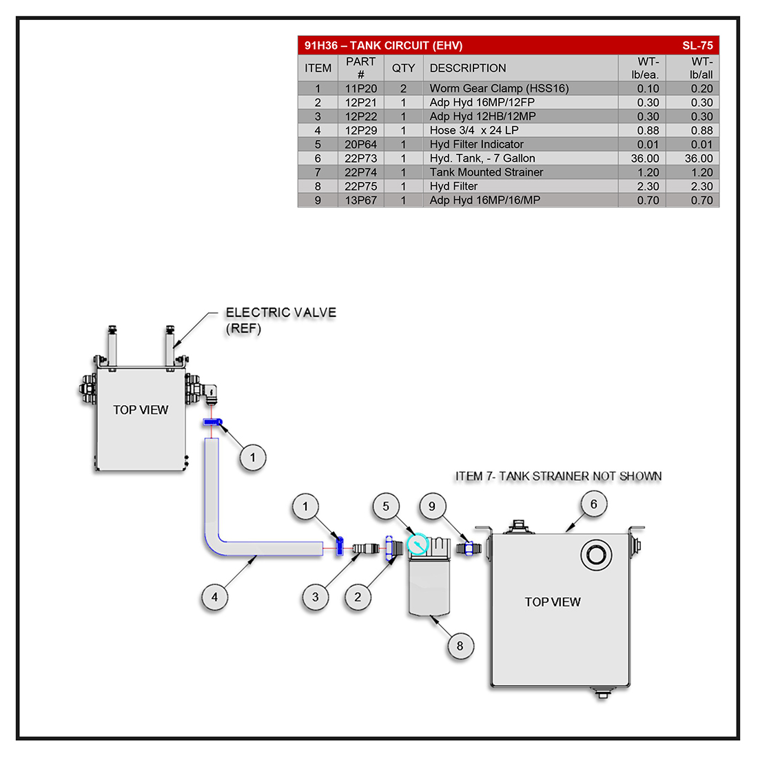 Swaploader SL-75 Tank Circuit (EHV) Diagram