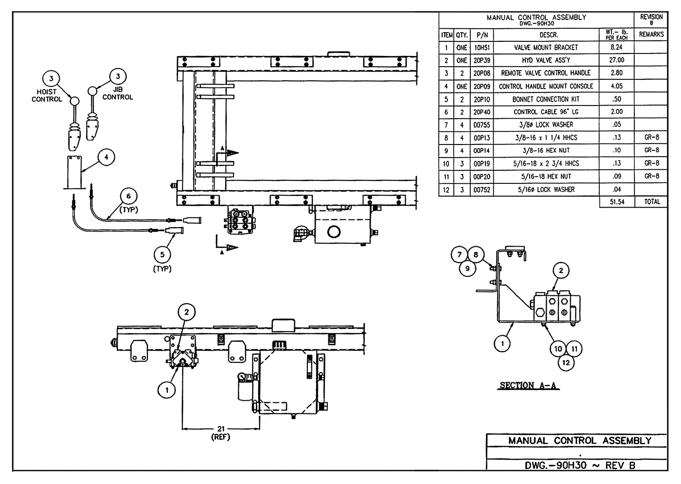 SL-205 Manual Control Assembly Diagram
