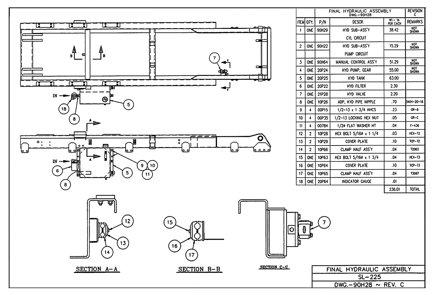 SL-225 Final Hydraulic Assembly Diagram