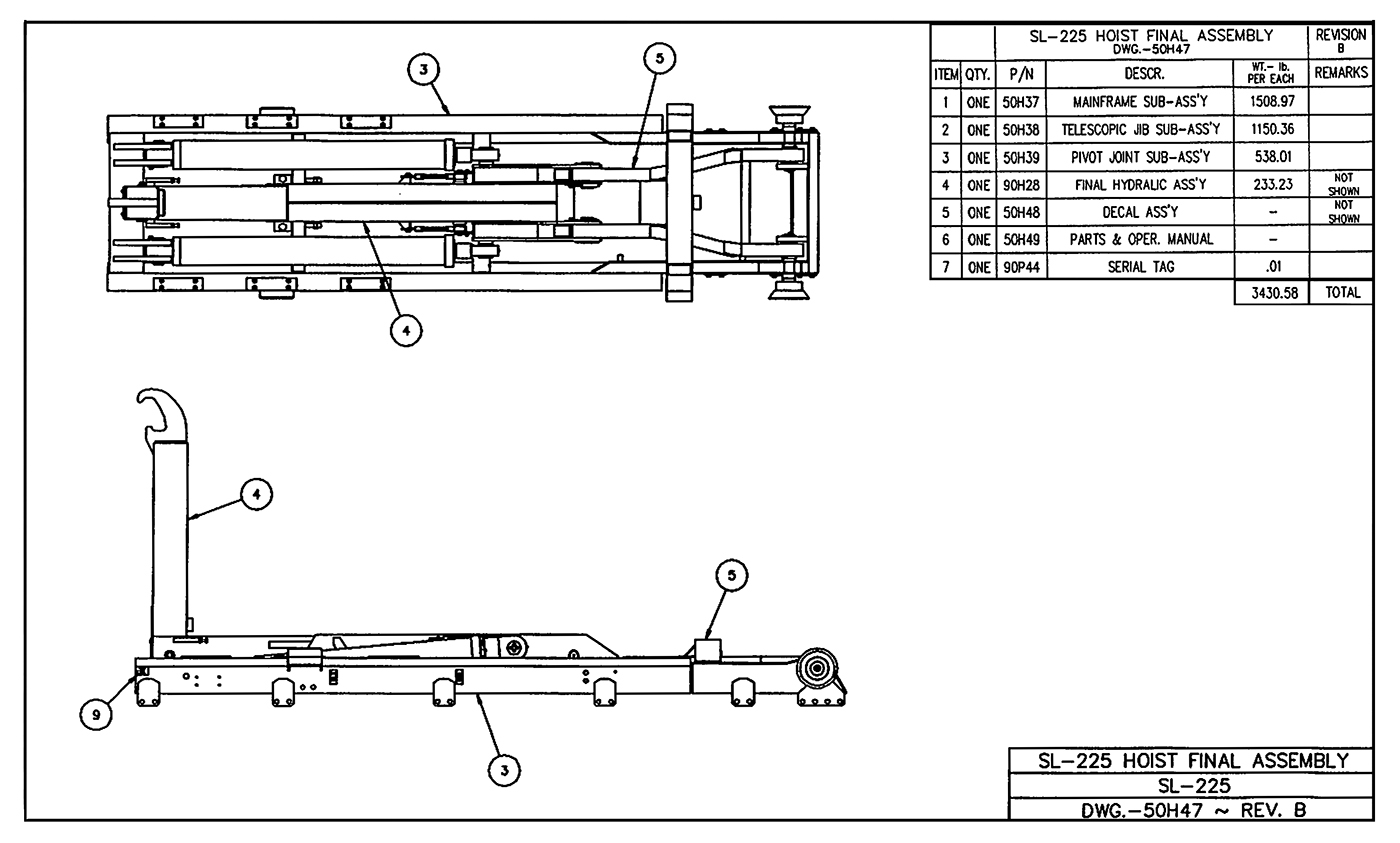 SL-225 Hoist FInal Assembly Diagram