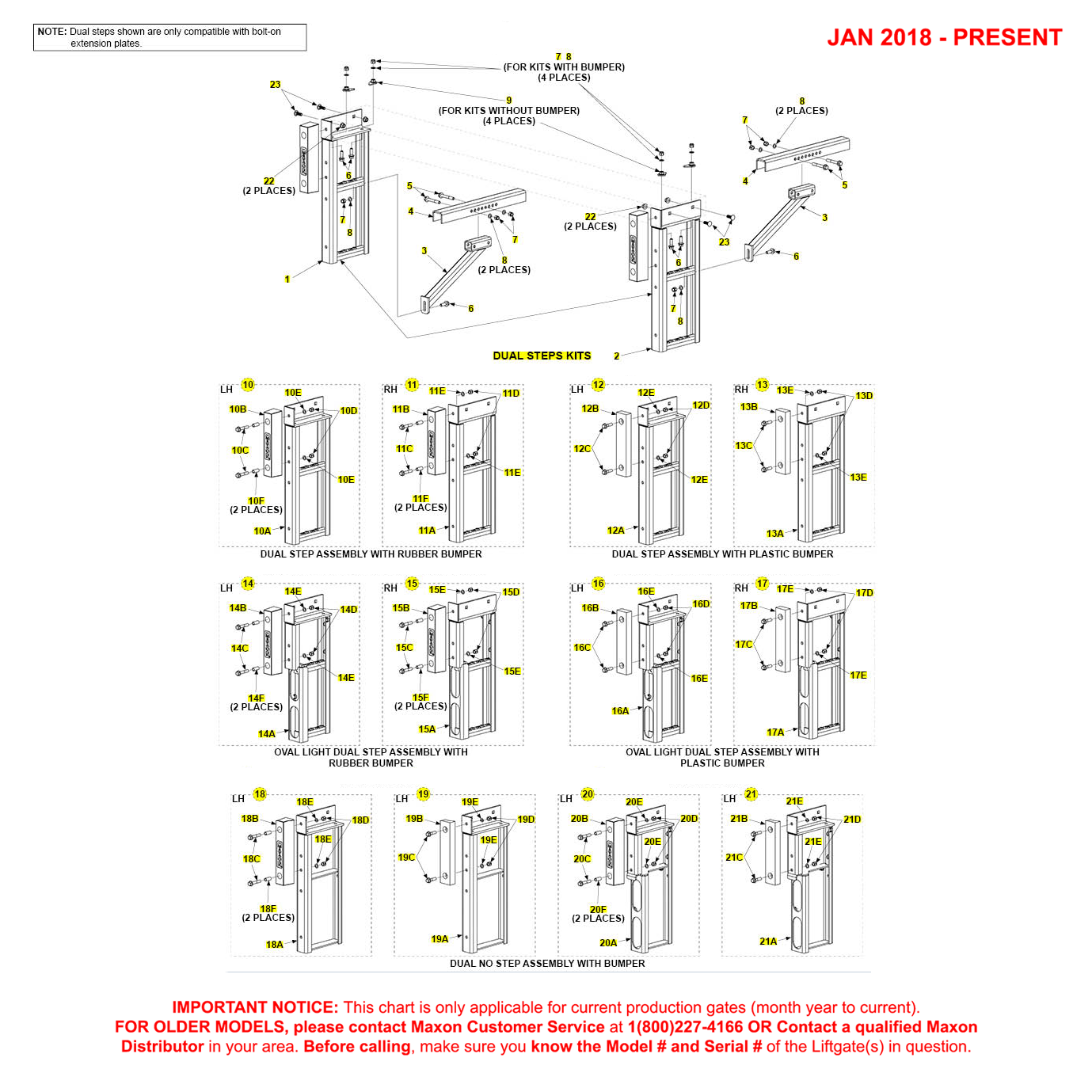 Maxon TE-15 And TE-20 (Jan 2018 - Present) Dual Step Kit Diagram