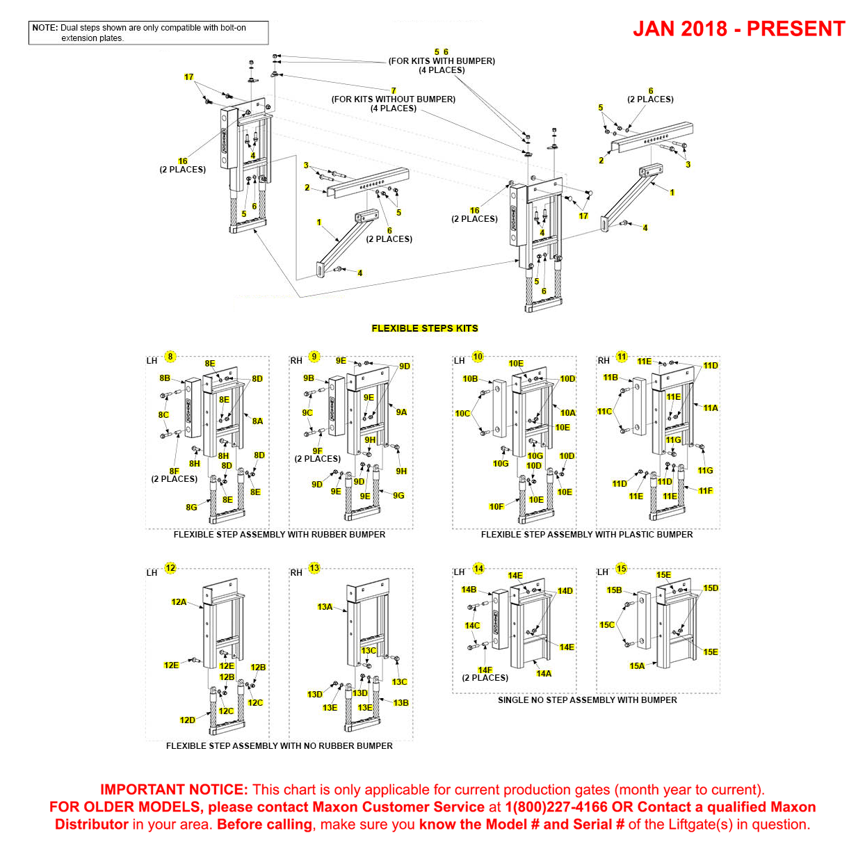 Maxon TE-15 And TE-20 (Jan 2018 - Present) Flexible Step Kit Diagram