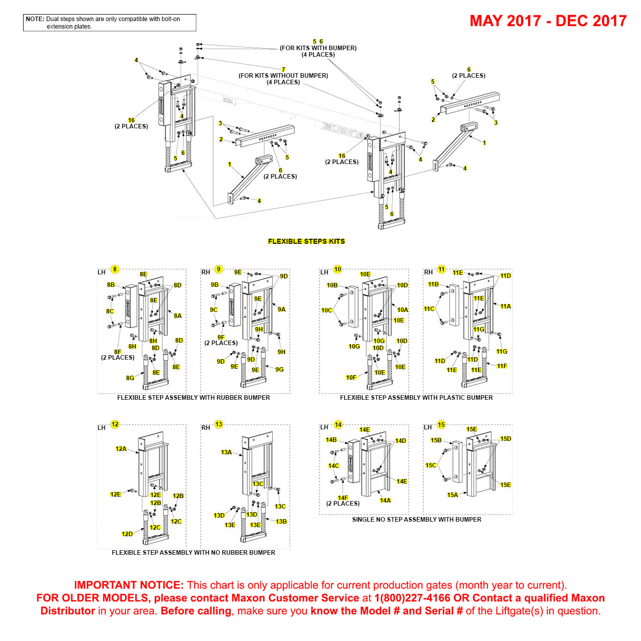 Maxon TE-15 And TE-20 (May 2017 - Dec 2017) Flexible Step Kit Diagram