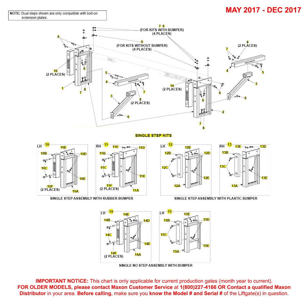 Maxon TE-15 And TE-20 (May 2017 - Dec 2017) Single Step Kit Diagram